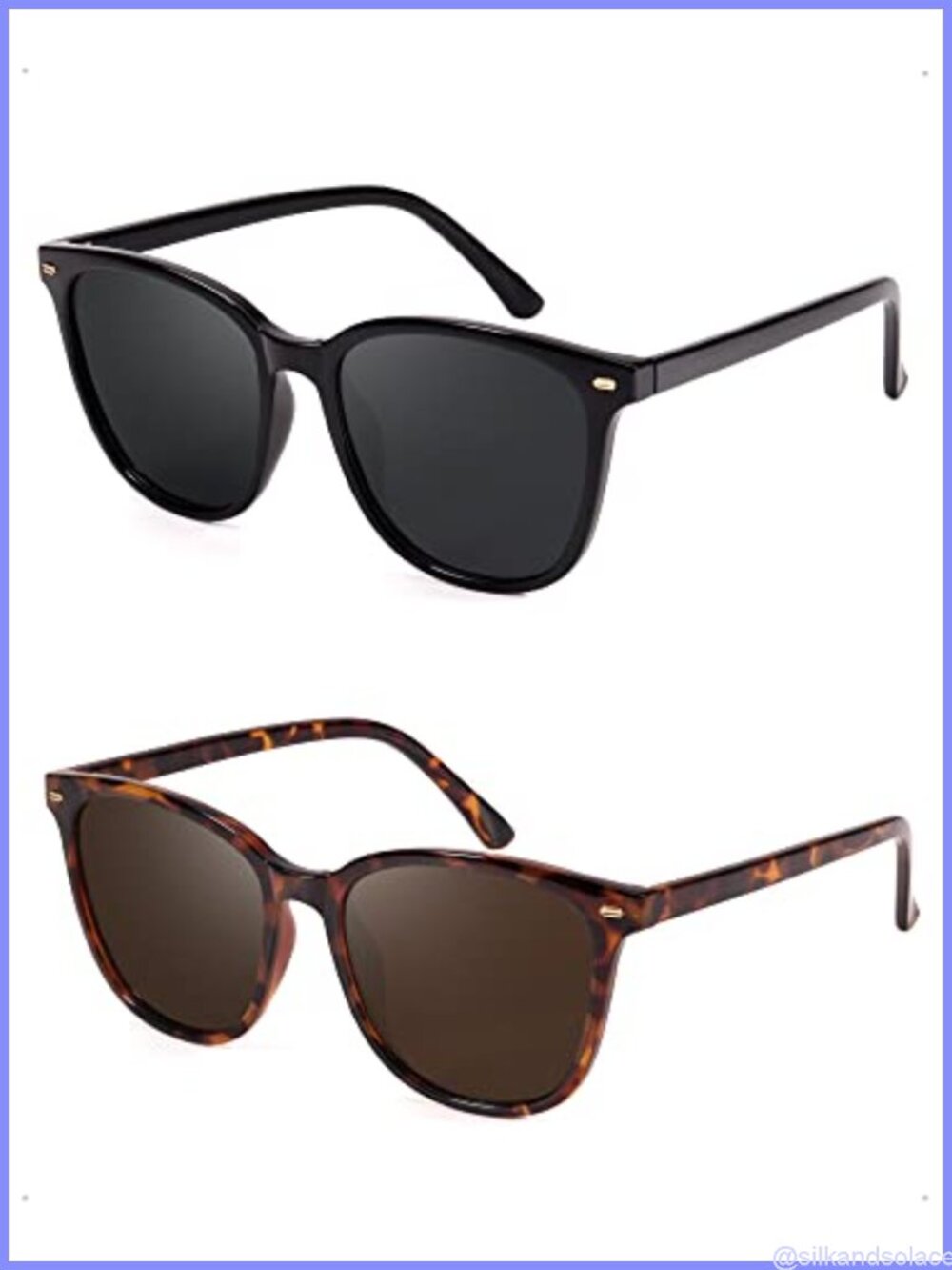Polarized UV400 Sunglasses 2 Pack Big Frame Square TAC Lens Anti-Glare